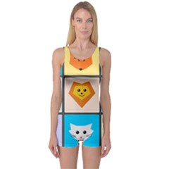 Animals Cute Flat Cute Animals One Piece Boyleg Swimsuit