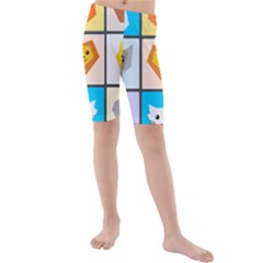 Animals Cute Flat Cute Animals Kids  Mid Length Swim Shorts