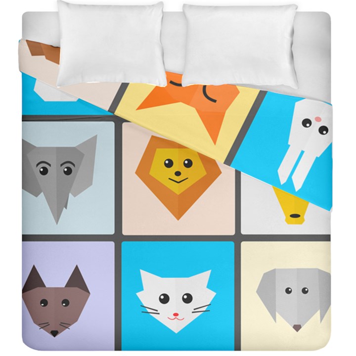 Animals Cute Flat Cute Animals Duvet Cover Double Side (King Size)