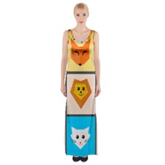 Animals Cute Flat Cute Animals Thigh Split Maxi Dress