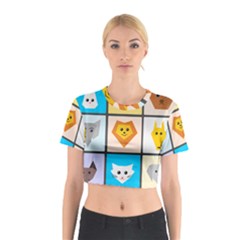 Animals Cute Flat Cute Animals Cotton Crop Top