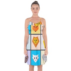 Animals Cute Flat Cute Animals Ruffle Detail Chiffon Dress