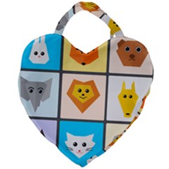 Animals Cute Flat Cute Animals Giant Heart Shaped Tote by HermanTelo