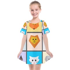 Animals Cute Flat Cute Animals Kids  Smock Dress