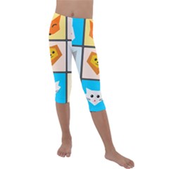 Animals Cute Flat Cute Animals Kids  Lightweight Velour Capri Leggings 