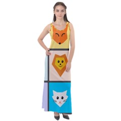 Animals Cute Flat Cute Animals Sleeveless Velour Maxi Dress