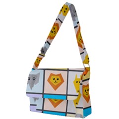 Animals Cute Flat Cute Animals Full Print Messenger Bag (l)