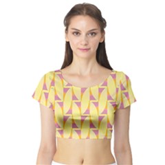 Yellow Pink Short Sleeve Crop Top