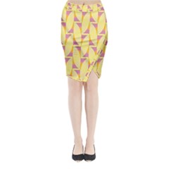 Yellow Pink Midi Wrap Pencil Skirt