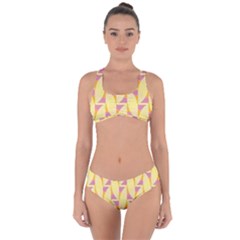 Yellow Pink Criss Cross Bikini Set