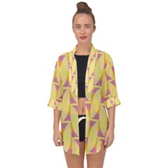 Yellow Pink Open Front Chiffon Kimono