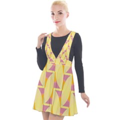 Yellow Pink Plunge Pinafore Velour Dress