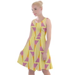 Yellow Pink Knee Length Skater Dress