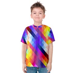 Abstract Blue Background Colorful Pattern Kids  Cotton Tee