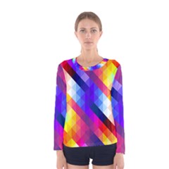 Abstract Blue Background Colorful Pattern Women s Long Sleeve Tee