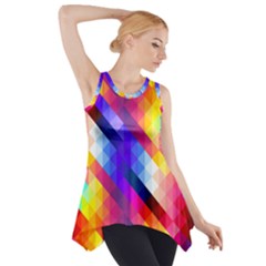 Abstract Blue Background Colorful Pattern Side Drop Tank Tunic