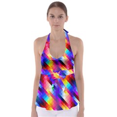 Abstract Blue Background Colorful Pattern Babydoll Tankini Top by HermanTelo