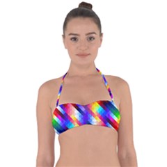 Abstract Blue Background Colorful Pattern Halter Bandeau Bikini Top