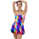 Abstract Blue Background Colorful Pattern Ruffle Top Dress Swimsuit View1