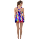 Abstract Blue Background Colorful Pattern Ruffle Top Dress Swimsuit View2