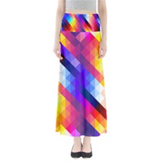 Abstract Blue Background Colorful Pattern Full Length Maxi Skirt