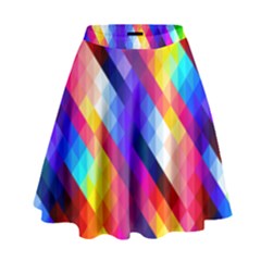 Abstract Blue Background Colorful Pattern High Waist Skirt