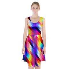 Abstract Blue Background Colorful Pattern Racerback Midi Dress