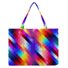 Abstract Blue Background Colorful Pattern Zipper Medium Tote Bag