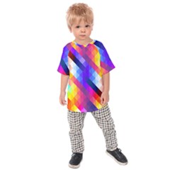 Abstract Blue Background Colorful Pattern Kids  Raglan Tee