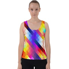 Abstract Blue Background Colorful Pattern Velvet Tank Top