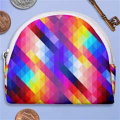 Abstract Blue Background Colorful Pattern Horseshoe Style Canvas Pouch