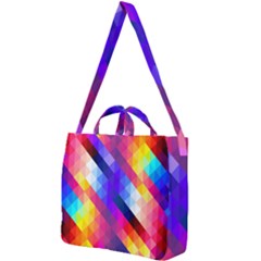 Abstract Blue Background Colorful Pattern Square Shoulder Tote Bag