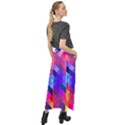 Abstract Blue Background Colorful Pattern Velour Split Maxi Skirt View2