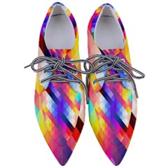 Abstract Blue Background Colorful Pattern Women s Pointed Oxford Shoes