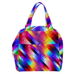 Abstract Blue Background Colorful Pattern Boxy Hand Bag