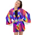 Abstract Blue Background Colorful Pattern Long Sleeve Kimono View1