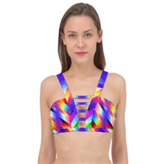 Abstract Blue Background Colorful Pattern Cage Up Bikini Top