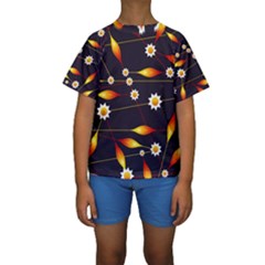 Flower Buds Floral Background Kids  Short Sleeve Swimwear