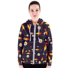 Flower Buds Floral Background Women s Zipper Hoodie by HermanTelo