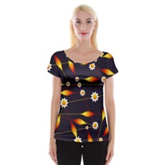 Flower Buds Floral Background Cap Sleeve Top