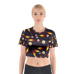 Flower Buds Floral Background Cotton Crop Top