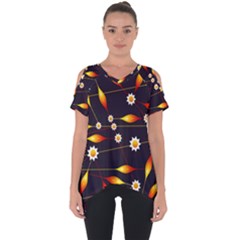 Flower Buds Floral Background Cut Out Side Drop Tee