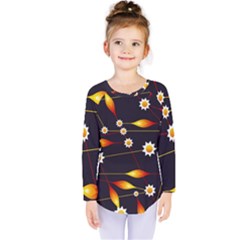 Flower Buds Floral Background Kids  Long Sleeve Tee