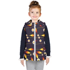 Flower Buds Floral Background Kids  Hooded Puffer Vest