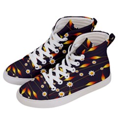 Flower Buds Floral Background Men s Hi-top Skate Sneakers