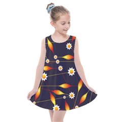 Flower Buds Floral Background Kids  Summer Dress by HermanTelo