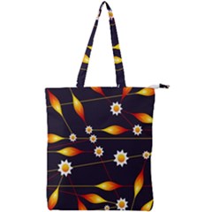 Flower Buds Floral Background Double Zip Up Tote Bag by HermanTelo