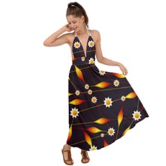 Flower Buds Floral Background Backless Maxi Beach Dress by HermanTelo