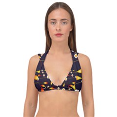 Flower Buds Floral Background Double Strap Halter Bikini Top