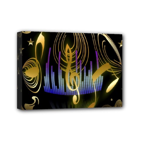 Background Level Clef Note Music Mini Canvas 7  X 5  (stretched) by HermanTelo